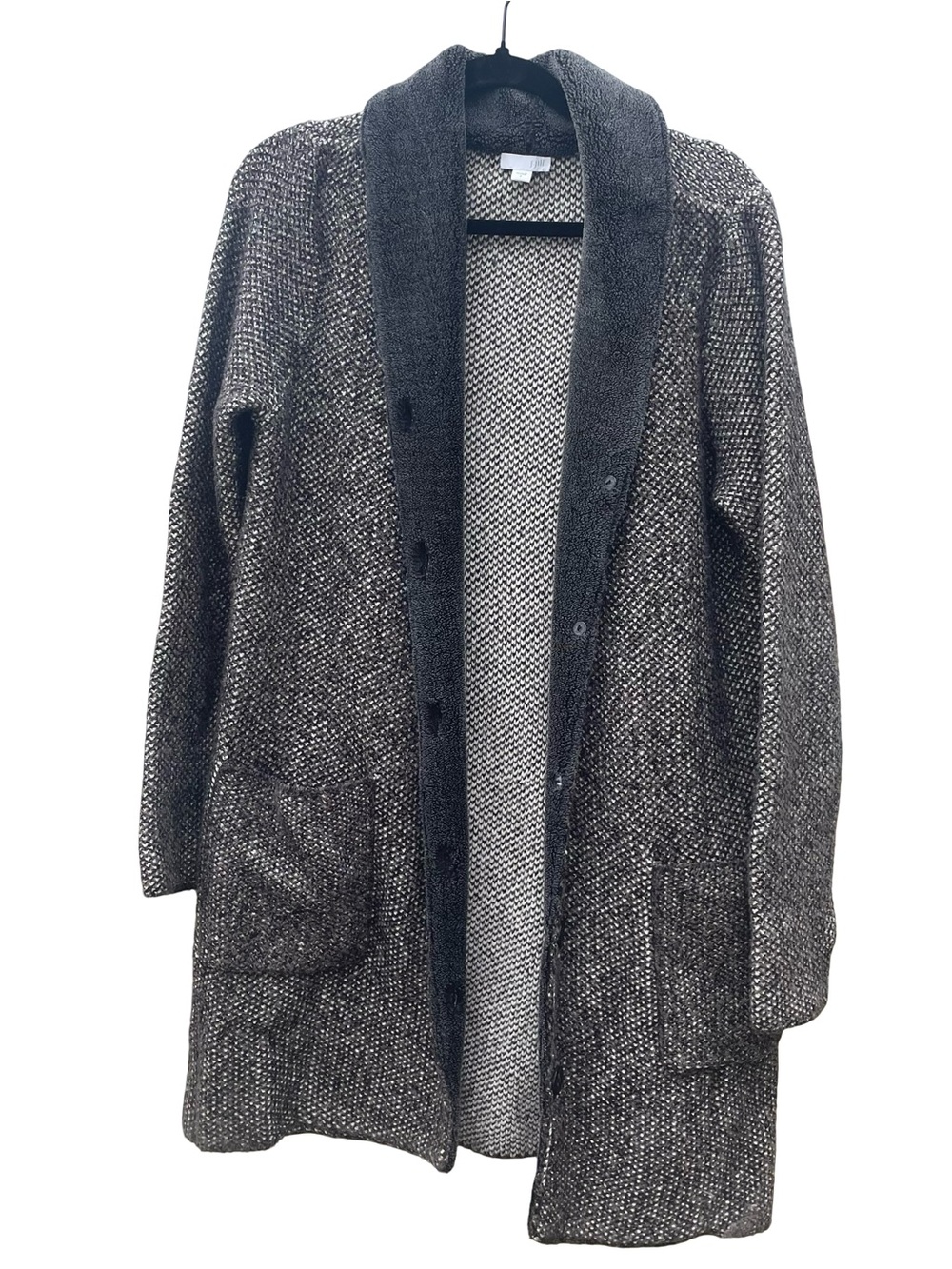 J. Jill textured gray tweed knit cardigan size small